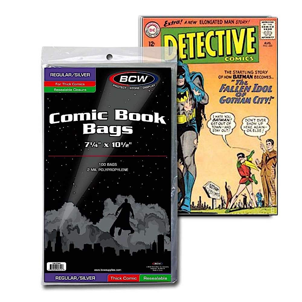 200 Resealable Silver Thick Comic Bags & Backer Boards
