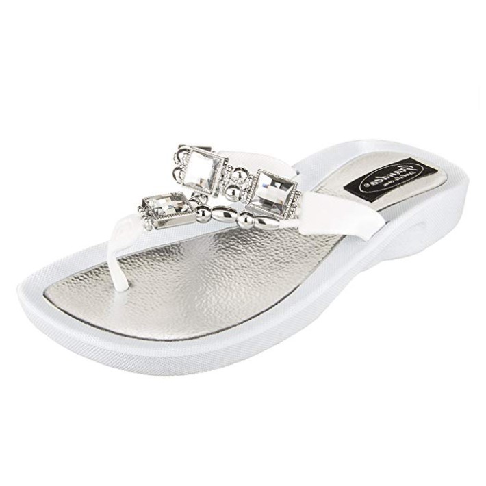 Grandco Jeweled Sandals, White, Size 09 | eLiving Essentials Quality ...